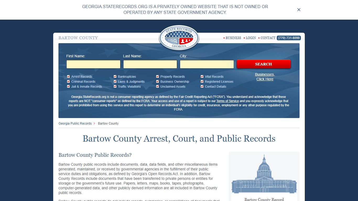 Bartow County Arrest, Court, and Public Records
