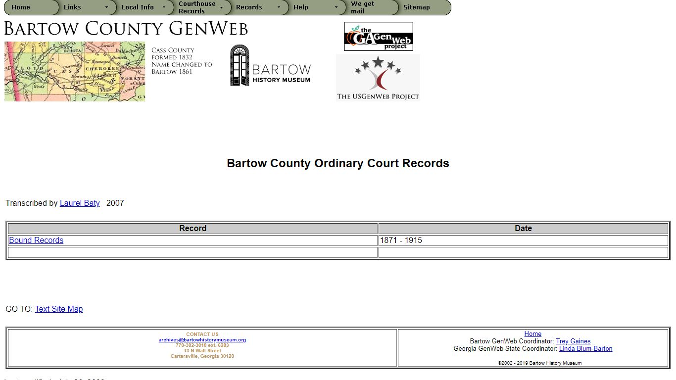 Bartow County Ordinary Court Records